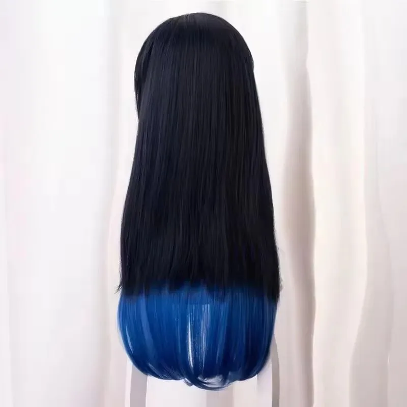 CyDemon Slayer Hashibira Inosuke Wig Sex Reversal Ombre Blue Synthetic Wigs Hashibira Inosuke Cosplay Long Straight Hair Wigs