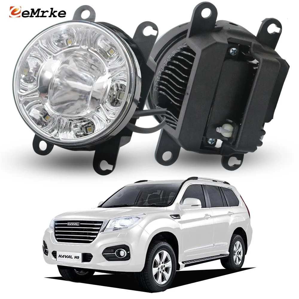 

Left & Right Upgrade Led Fog Light PTF for GWM Great Wall Haval H9 2018-2022 with Lens 6 Point DRL Ring Fog Lamp Easy Install