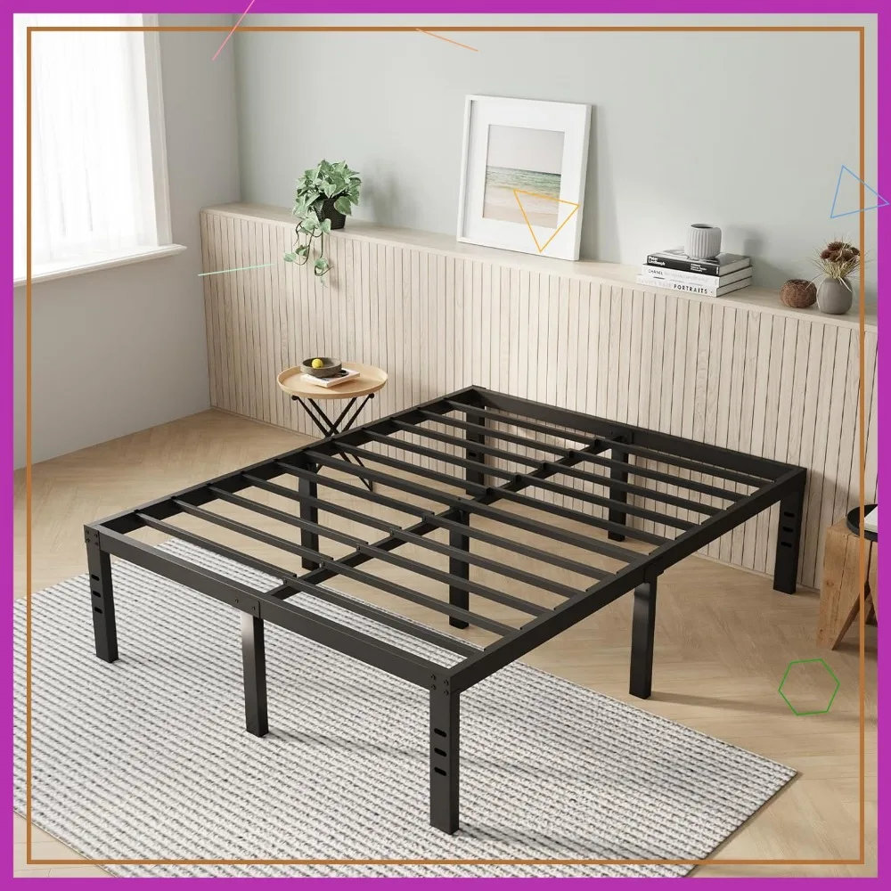 

Full Size Metal Platform Bed Frame with Storage, Heavy Duty Steel Slat Support, Easy Assembly, No Box Spring Needed