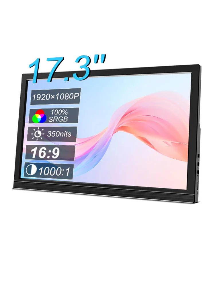 17.3 Inch Portable Monitor 1920X1080 16:10 250cd/m2 Gaming Computer Expand Display PC Raspberry For XBox PS4/5 Switch Loptop