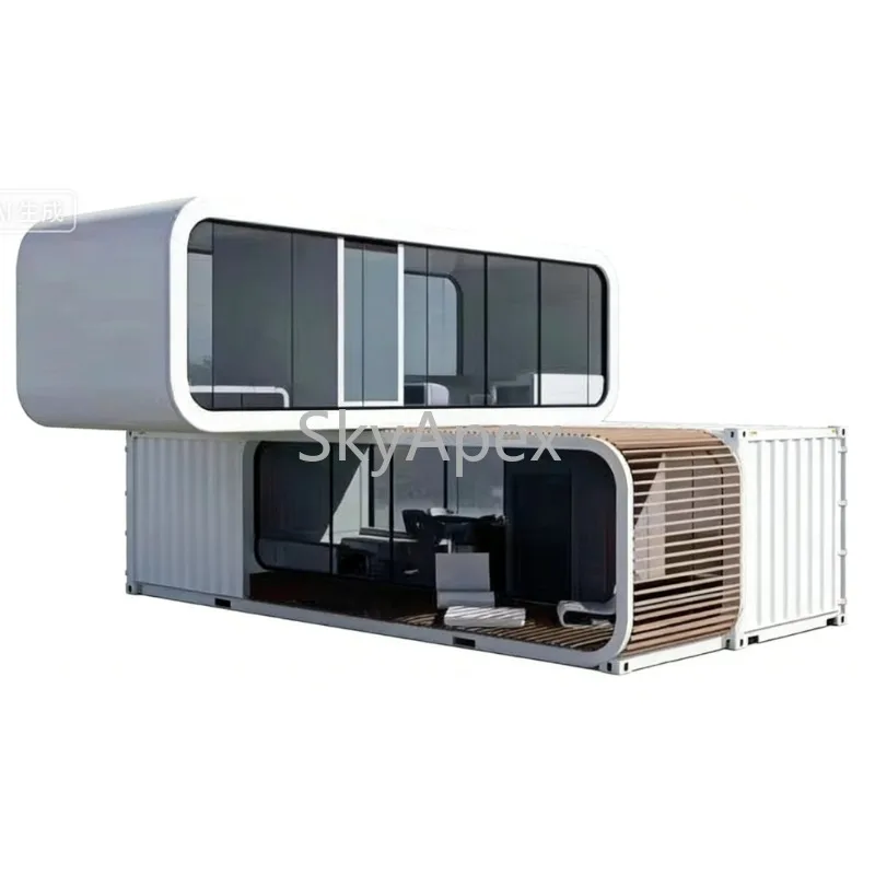 تخصيص فاخر وحدات المحمولة المنقولة فندق أبل المقصورة الحاويات هيكل الصلب الجاهزة منزل مقاوم للماء Fireproo