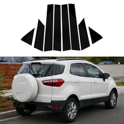 8pcs Glossy Black Car Door Window Pillar Center Post Trim Stickers Black Auto Styling Accessories Fit For Ford EcoSport B515