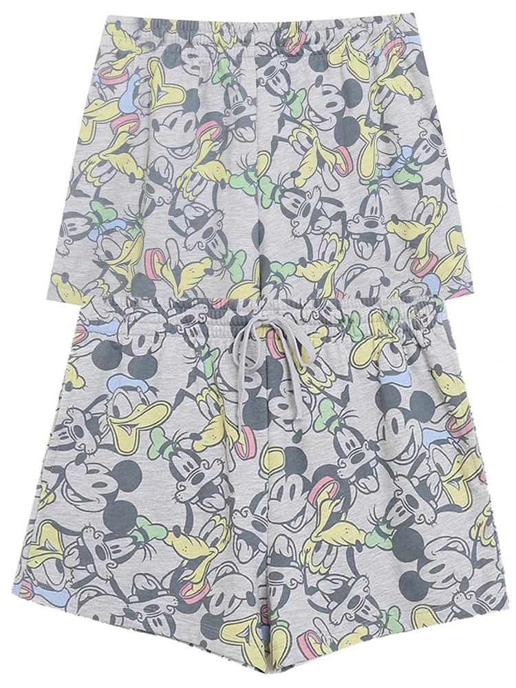 Disney Shorts Stich Kleines Monster Mickey Maus Cartoon Print Mode Frauen Kordelzug Elastische Taille Casual Shorts Weibliche