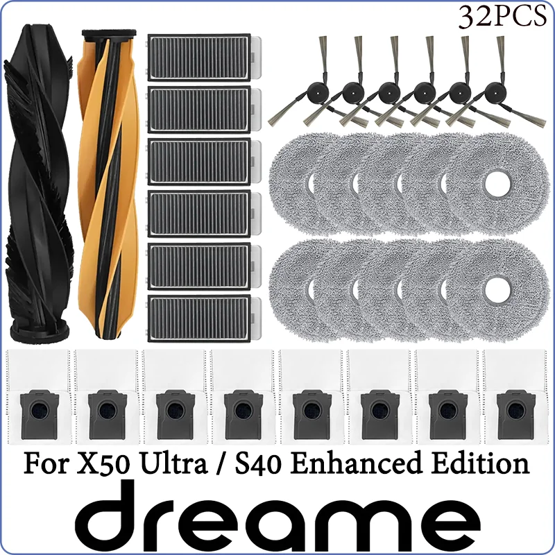 Dreame X50 Ultra S40 Enhanced Edition 진공 부품 메인 롤러 사이드 브러시 헤파 필터 걸레 천 먼지 봉투 