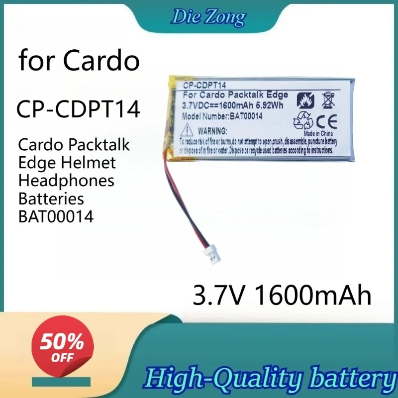 

3.7V 1600mAh CP-CDPT14 Rechargeable Li-Polymer Battery for Cardo Packtalk Edge Helmet Headphones Batteries BAT00014 Accessories