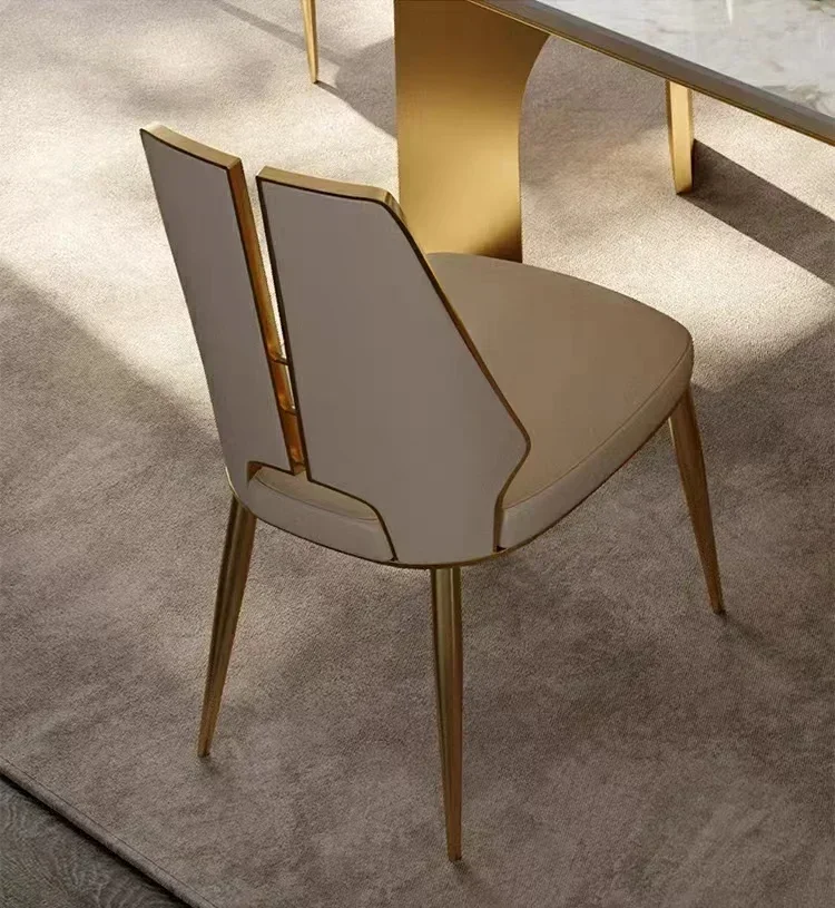 

High-end restaurant furniture overgild metal frame leather sponge cushion restaurant chair dining chairHOT SALES