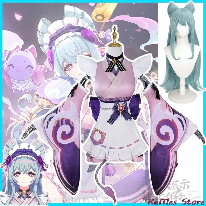 

Anime Game Genshin Impact Yumemizuki Mizuki Cosplay Costume Pink Purple Dress Lolita Wigs For Halloween Christmas Cos Customized