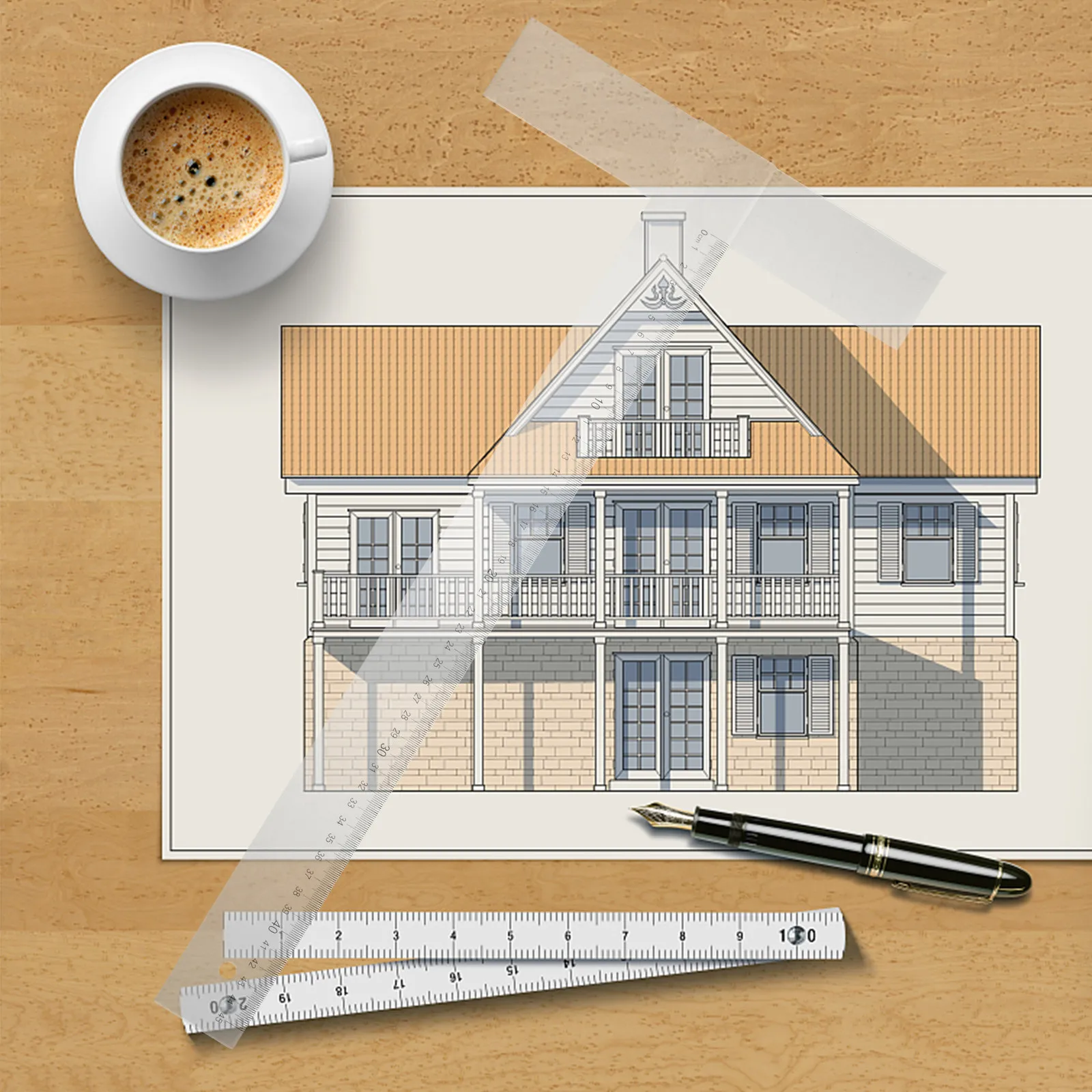 Ruler 18 Inch Sturdy Precision Measuring Tool for Drafting Woodworking Architect Engineering Drawing Ruler Portable