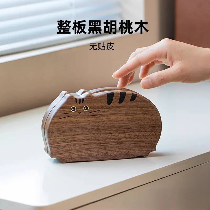 صندوق مجوهرات خشبي على شكل قطة محمول صغير سوار قلادة صندوق مجوهرات أقراط أقراط تنظيم صندوق تخزين #2