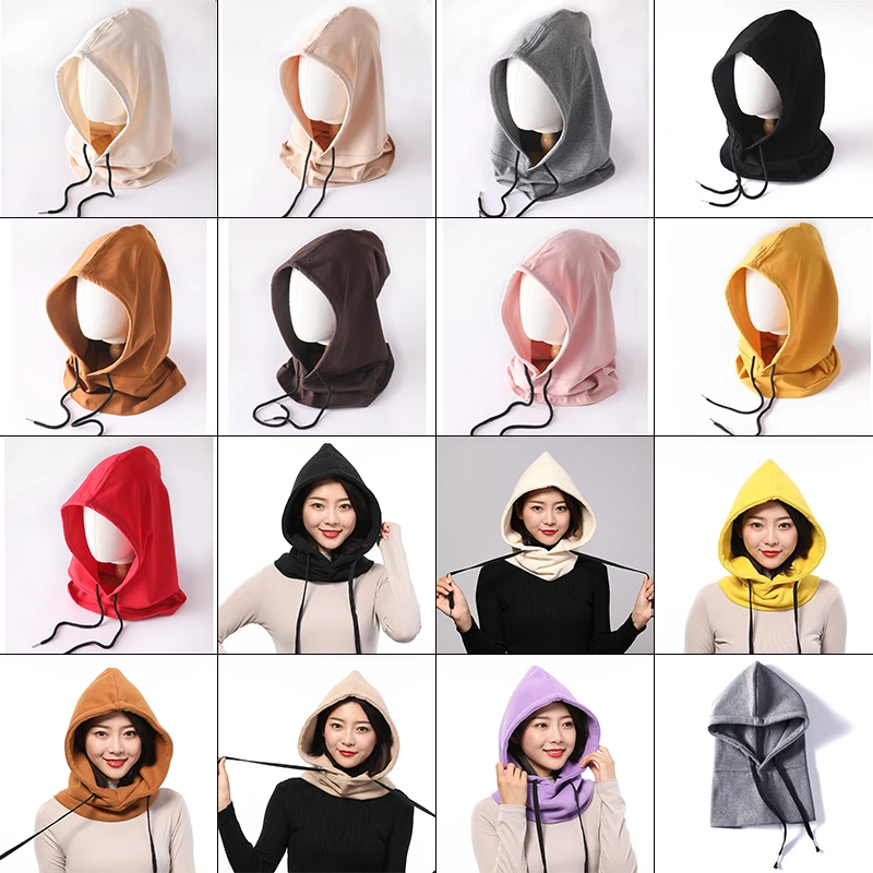 

Women Men Winter Thin / Thick Hood Scarf Elegant Hooded Hat Beanies Neck Warm Unisex Headgear Caps Streetwear Beanies