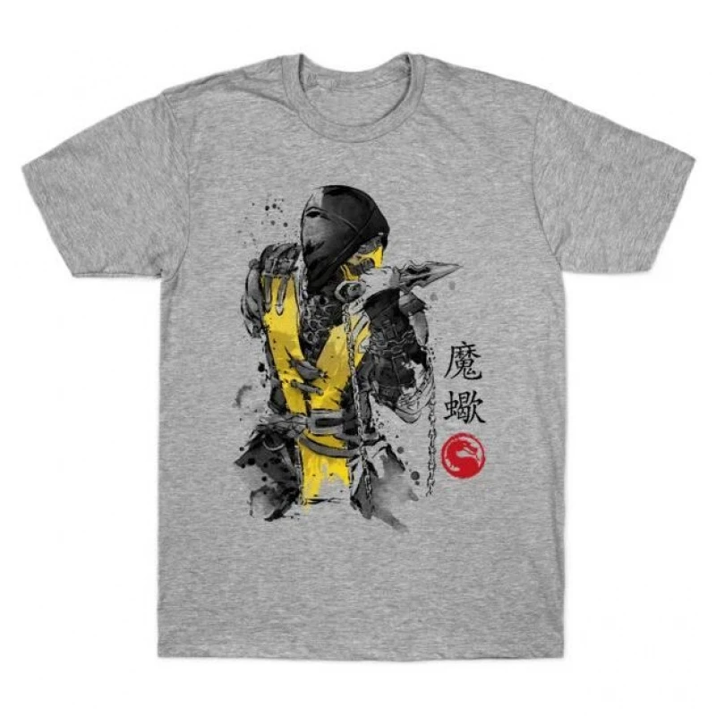 Fire Warrior sumi-e 90's Mortal Kombat Gift tee for gamer 100% cotton Men's Short Sleeve Graphic T-Shirt All size tops S-6XL