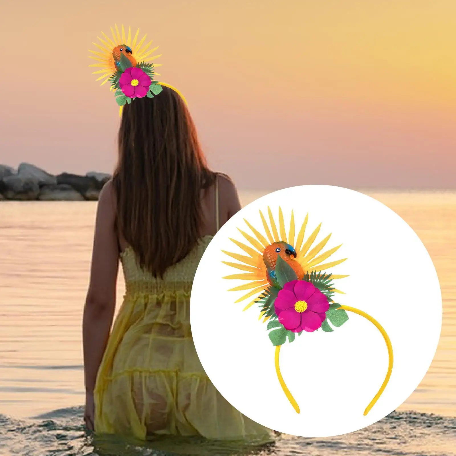 

Light up Headband Headdress Glow Parrot Headband for Party Hawaiian Wedding