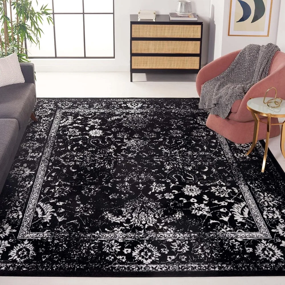 

Adirondack Collection Area Rug - 9' x 12', Black & Ivory, Oriental Distressed Design, Non-Shedding & Easy Care, Ideal for High
