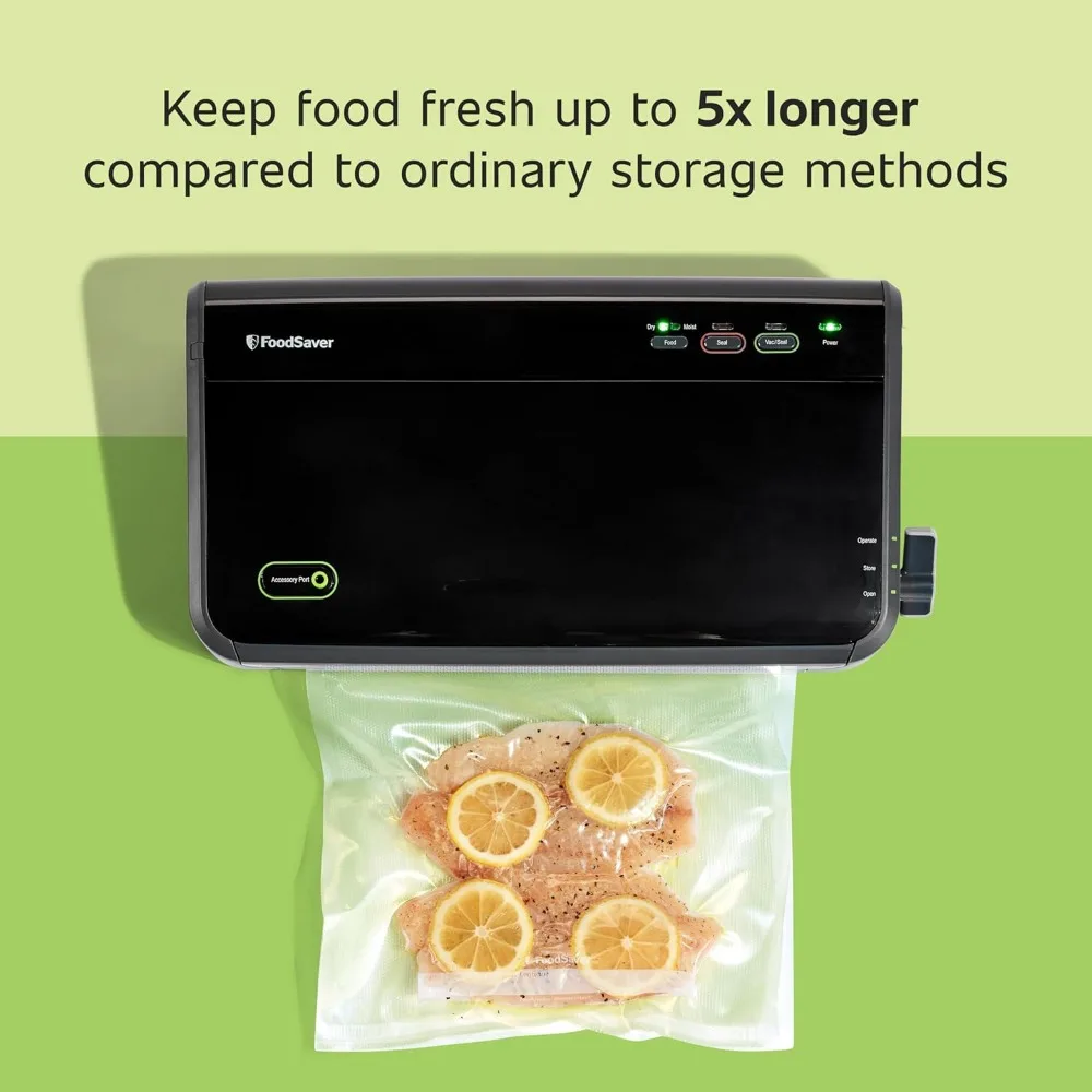 Vacuum Sealer Machine, Automatic Bag Detection, Sous Vide Friendly, with sealer bags, roll, handheld vacuum sealer, black