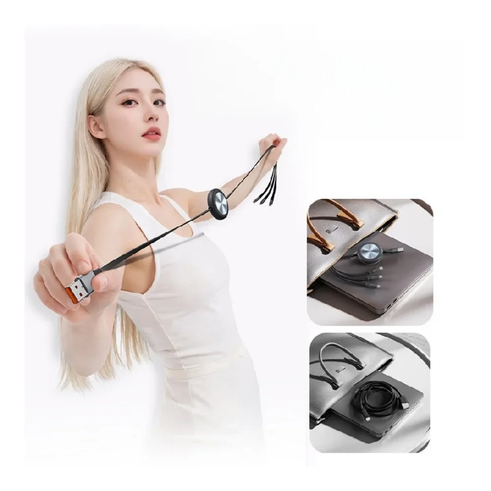 

6A 100 Вт 3-в-1 выдвижной USB-кабель для быстрой зарядки Micro USB Type C для синхронизации данных портативное зарядное устройство для iPhone/Samsung