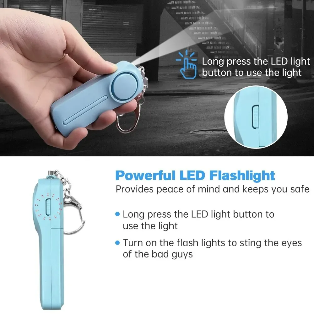 Self Defense Alarm 130dB Anti-wolf Personal Security Alarm for Girl Child Women Emergency LED Alarm with Keychain for Night Run