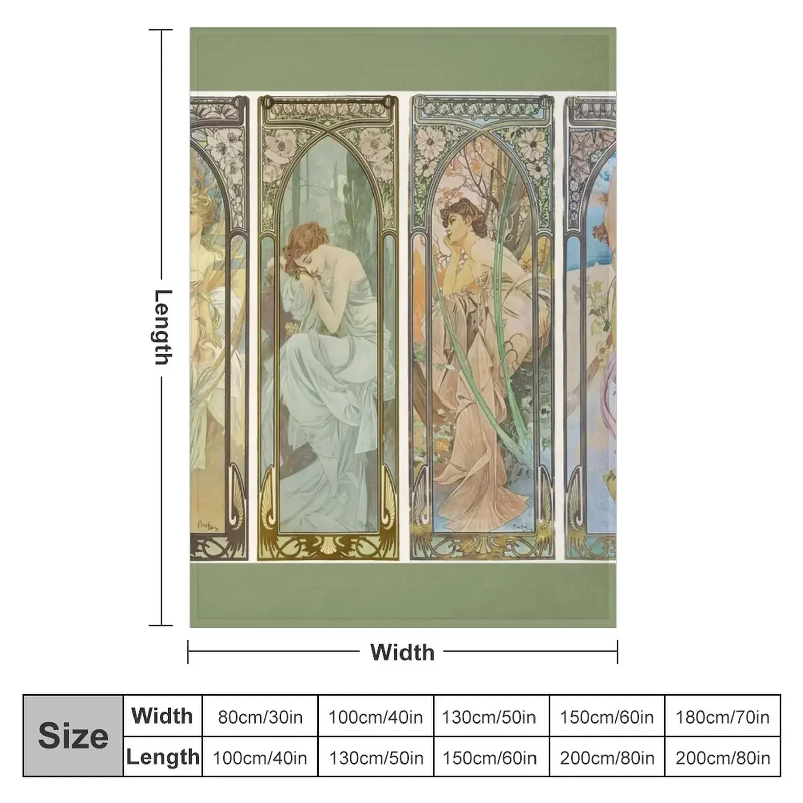 HD. The times of the day (1899) serie Alphonse Mucha HIGH DEFINITION Throw Blanket Comforter Quilt Bed Warm Blankets