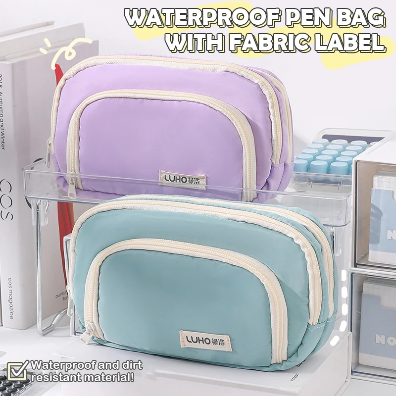 Large Capacity Pen Bag 3 Layers Pencil Cases Cute Pen Pouch Simple Durable Pencil Case School Supplies Student Stationery Gifts