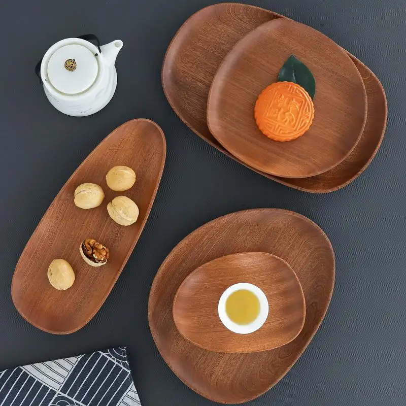 

Rustic Wooden Tray Pine Core Dry Fruit Plate Irregular Wenge Wood Plate Suower Seeds Tea Time Coffee Cup Tray