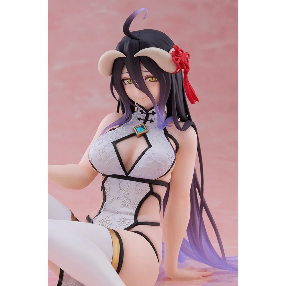 Original Genuine TAITO Desktop Cute OVERLORD 13cm Albedo With Cheongsam Cute Doll Figure Model Ornaments Collection Gift Toys