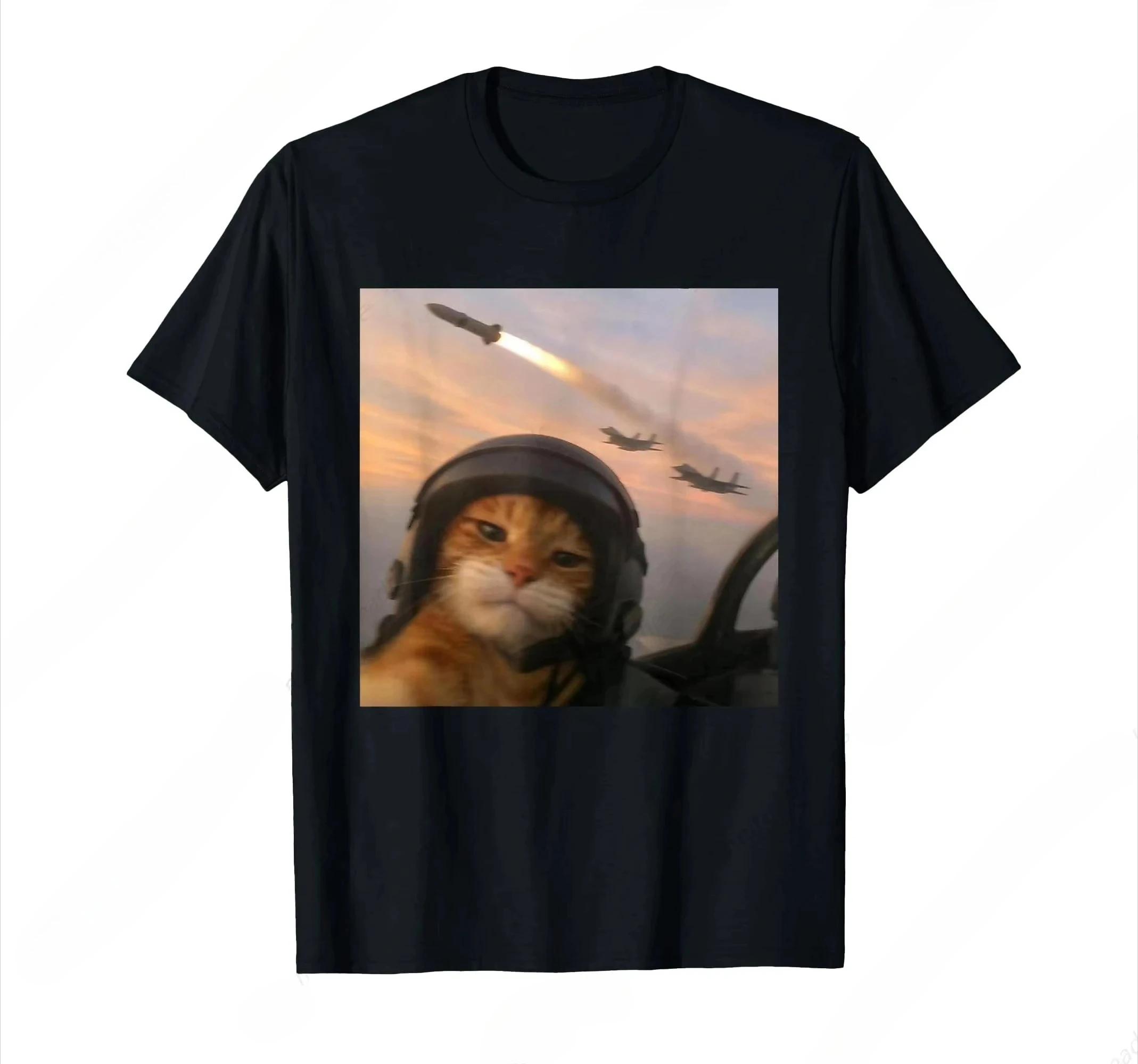 Selfie Squad Cat Funny Fighter Pilot Meme Kitty Gen Z Humor T-Shirt Women Clothing Fashion Personality Graphic T Shirts