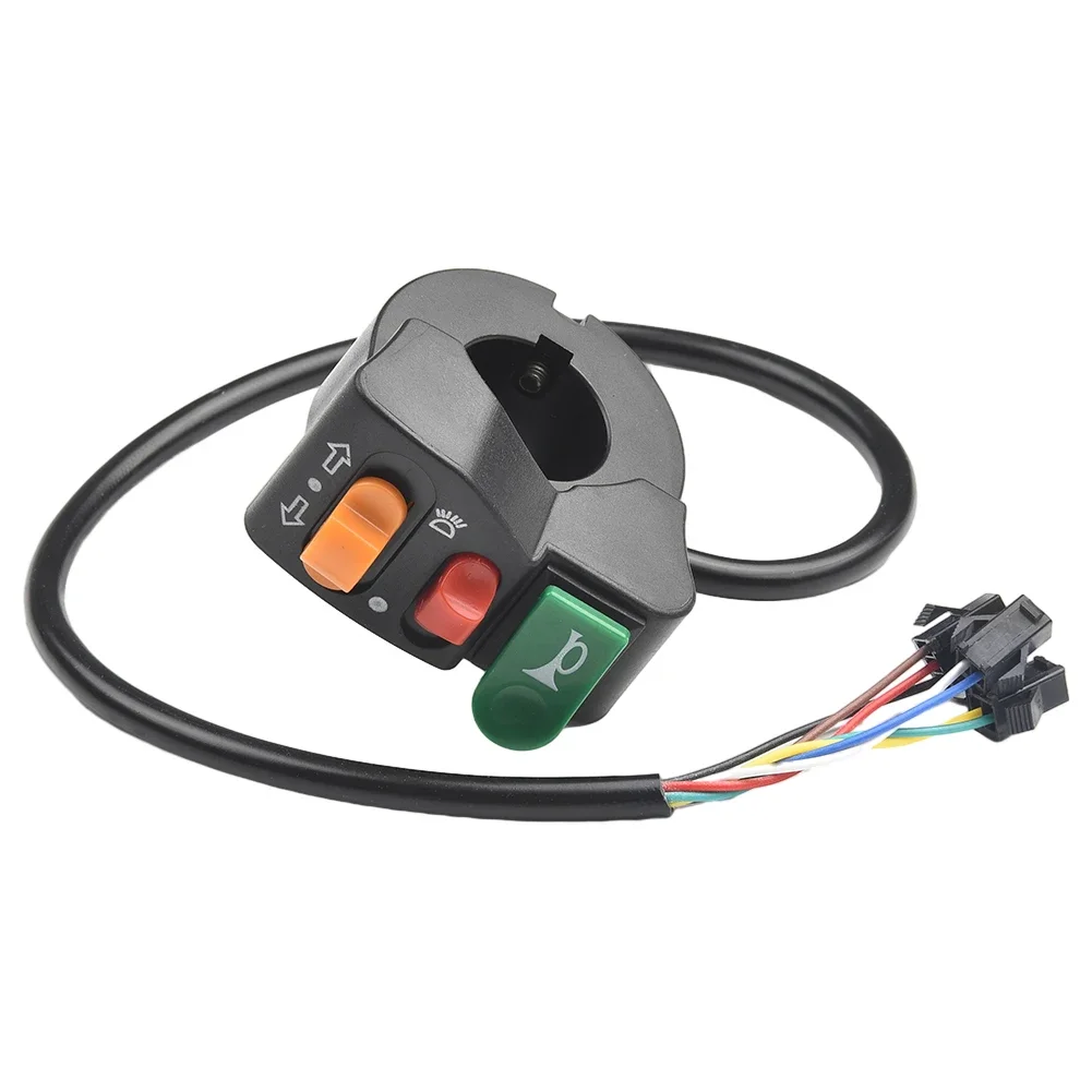 Turn Signal Switch Motorcycle Black Button Headlight Horn Horn ON-OFF Switch Multi-Function 22mm PC&ABS Plastic