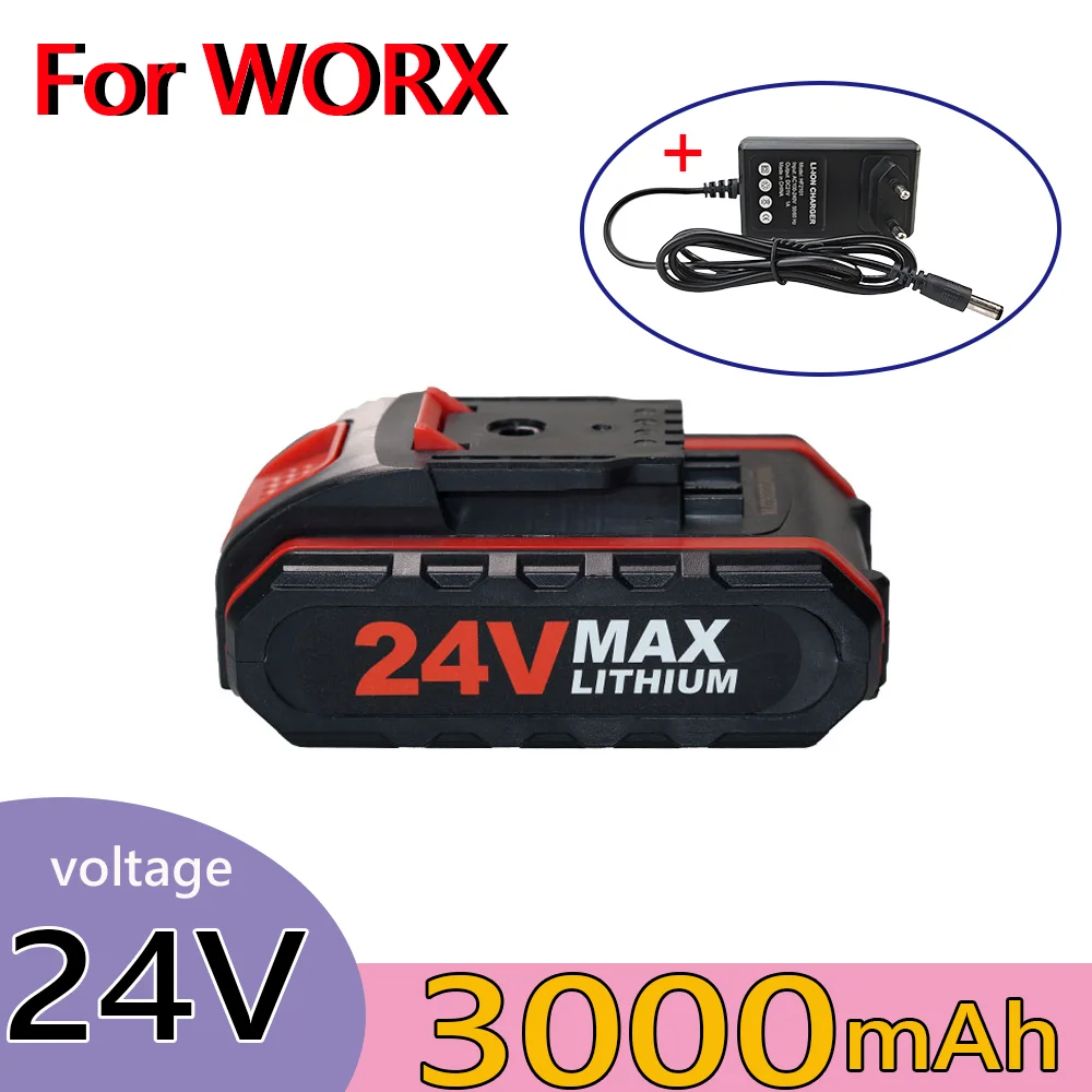 3000mAh 24V Replacement Battery for WORX 36VF 48VF 88VF Rechargeable Lithium-ion Cordless Screwdriver Tools Batteries