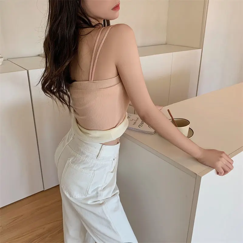 Camis Women Korean Style Candy Color Student Pure Sleeveless Maiden Cute Slimming Mujer Clothes Leisure Crops Basic Feminino New