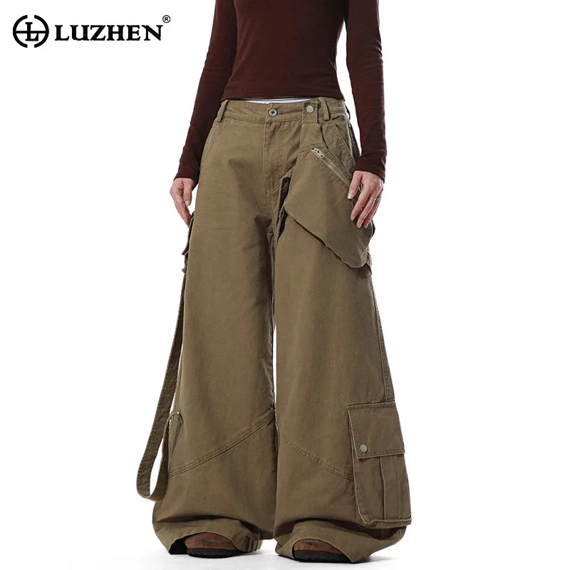 

LUZHEN 2026 Original Many Pockets Design Ribbon Decorate Loose Wide Leg Casual Trousers Men's Fashion Street Casual Pants JY6103