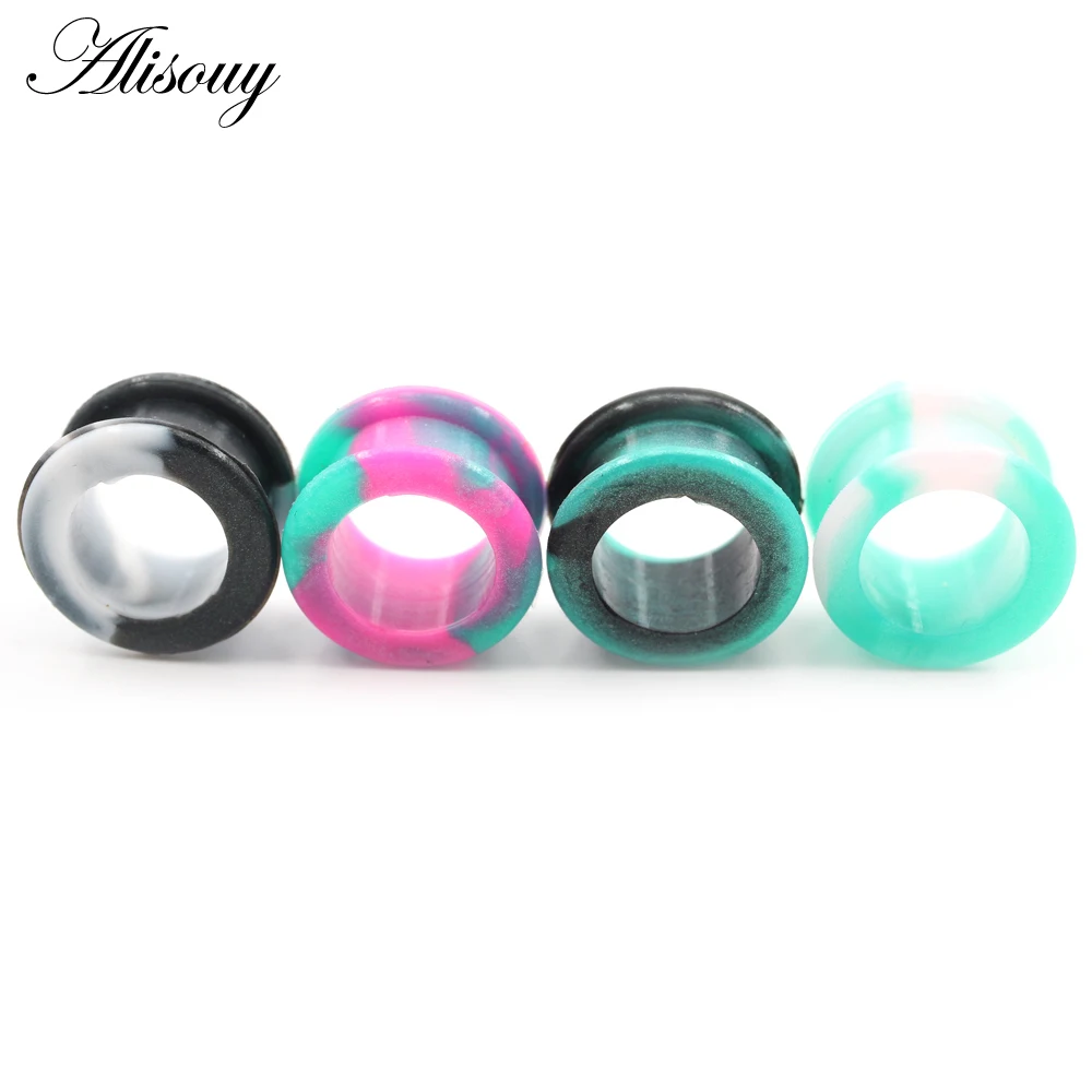 2Pieces Punk 8-38mm Mixed Color Silicone Flexible Flared Flesh Ear Plug Tunnel Expandar Stretcher Gauge Earring Piercing Jewelry