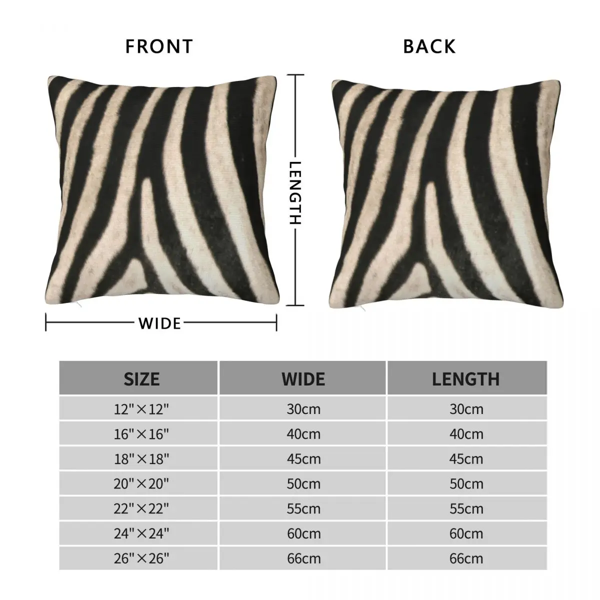 Zebra Hide Faux Safari Animal Square Pillowcase Polyester Linen Velvet Printed Zip Decor Pillow Case Sofa Cushion Cover