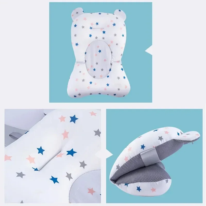 Newborn Bathtub Pillow Infant Anti-Slip Soft Comfort Body Cushion Baby Bath Seat Support Mat Foldable Bath Tub Pad & Chair