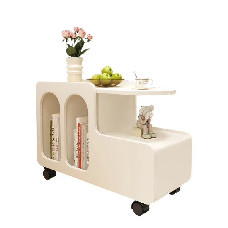 

Nordic minimalist small cart, cream style mobile small coffee table, sofa side table, creative living room side cabinet