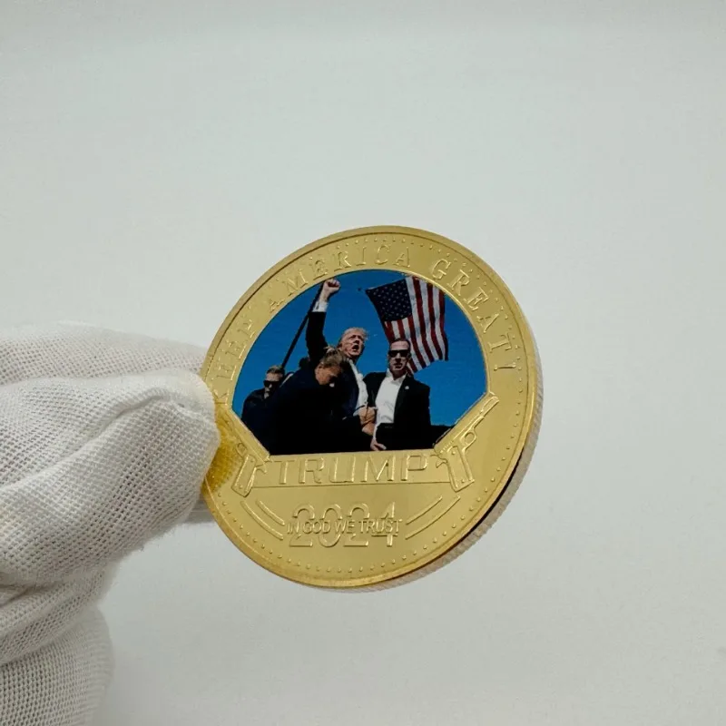 1pcs America Trump coin Trump was shot in the assassination Commemorative Coin