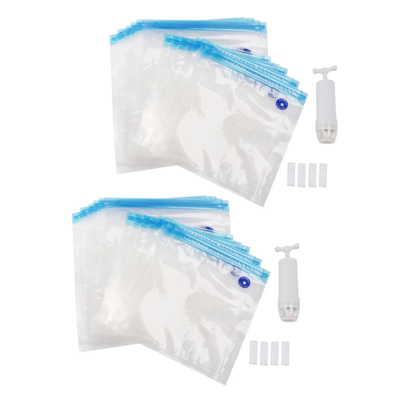 A005-Sous Vide Bags 30Pack Reusable Electric Vacuum Food Storage Save Sealer Cooker With 2 Hand Pump,2 Size Sealed Bag,8 Clip