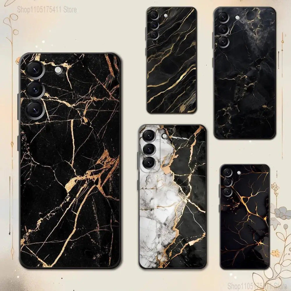 

Marble B-Black Gold Art Phone Case For Samsung Galaxy A 73,72,51,53,52,71,22,5G,Note,J7,8,9 Soft Black Cover