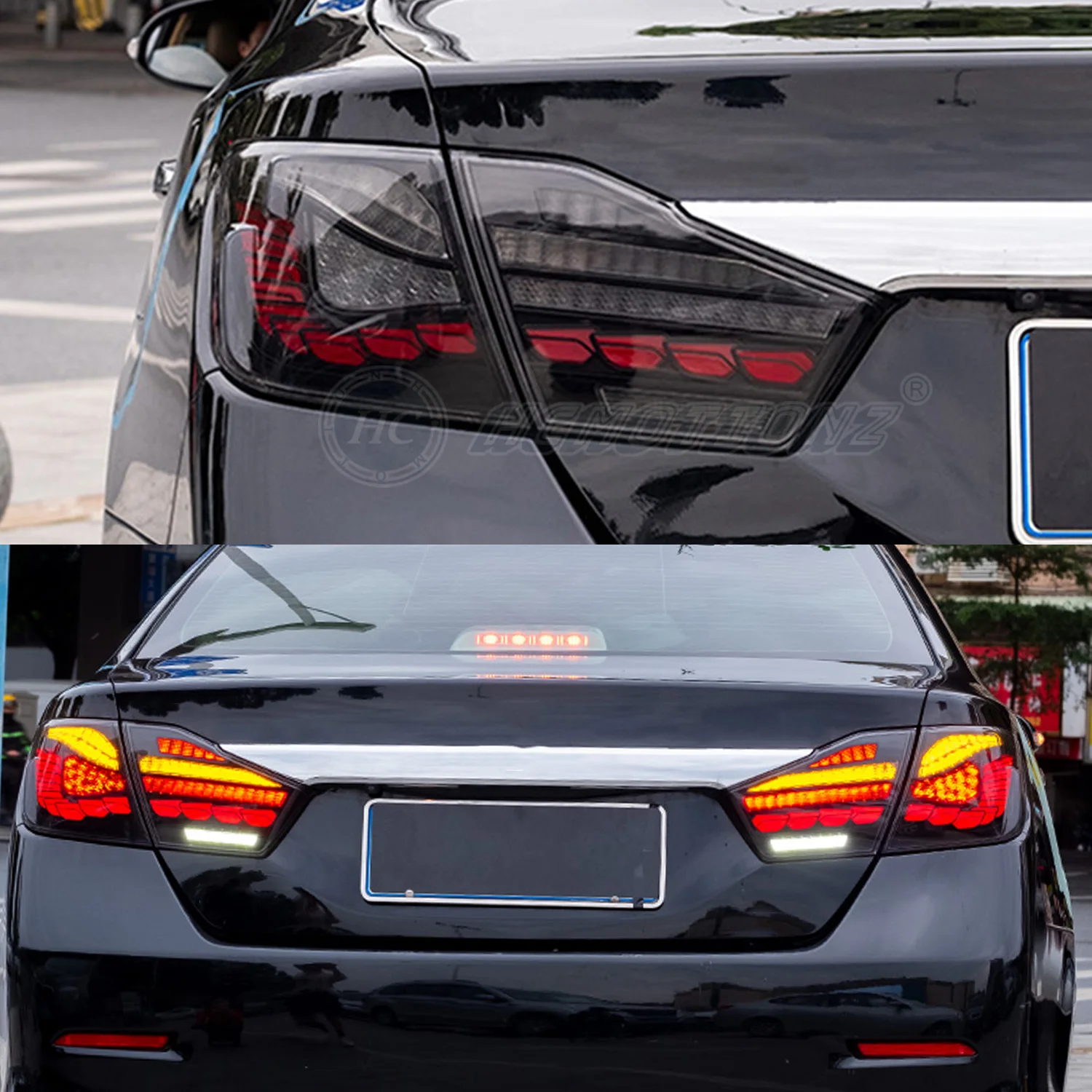 HCMOTIONZ LED Taillights for Toyota Camry 2012-2015 Fog Lamp Car Rear Lights Assembly DRL Start up Animation Lighting System