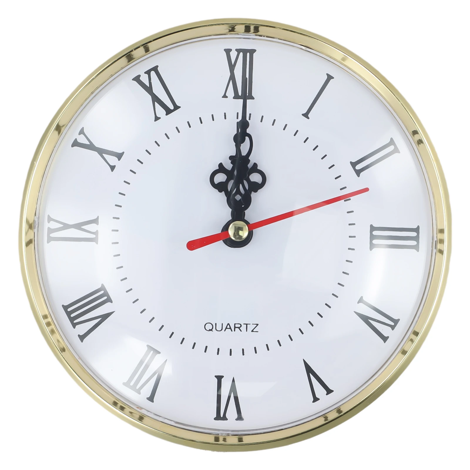 130MM Quartz Clock Insert Movement for DIY Projects Roman Numerals Design with Gold/Silver Colored Trim for Easy Replacement
