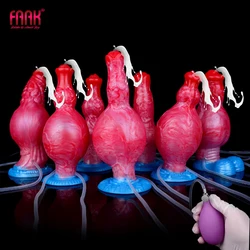 FAAK Silicone Inflatable Ejaculation Penis With Suction Cup Fantasy Squirting Knot Dildo Anal Plug Sex Toys For Women Men