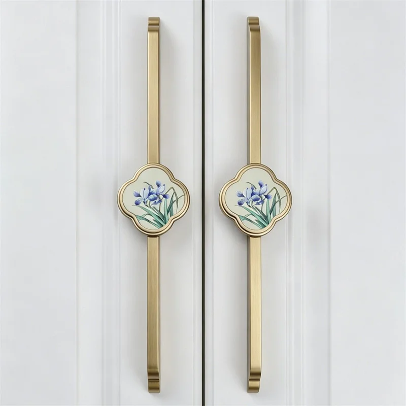 Chinese Song-style Vintage Closet Door Pull Handles Elegant Cabinet Door Drawer Knob Cupboard Wardrobe Long Pulls For Home Decor