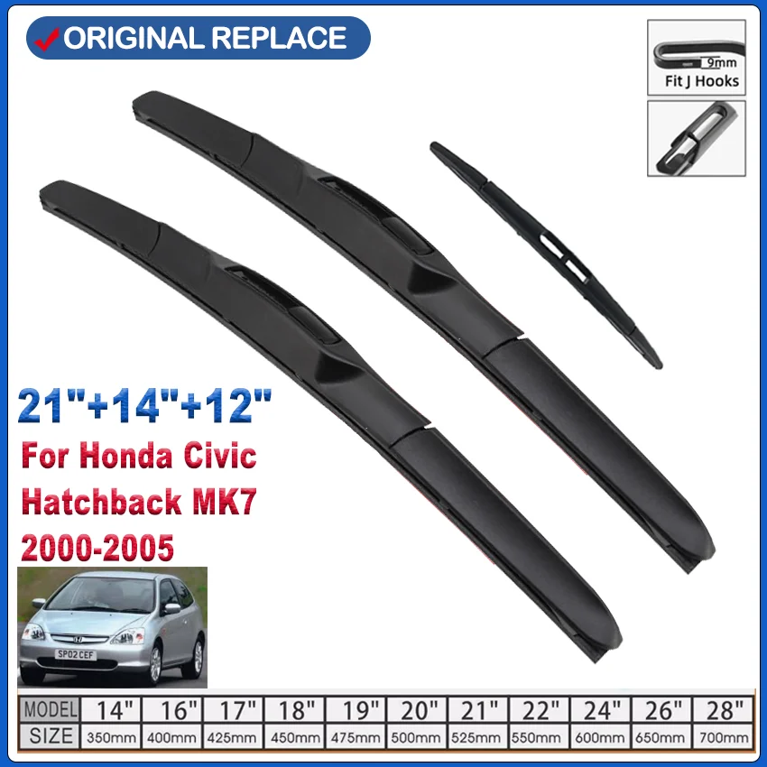 

Car Wiper Blades For Honda Civic Hatchback MK7 2000-2005 Windshield Windscreen Front Window Blades 24"+14" +12" Car Accessories