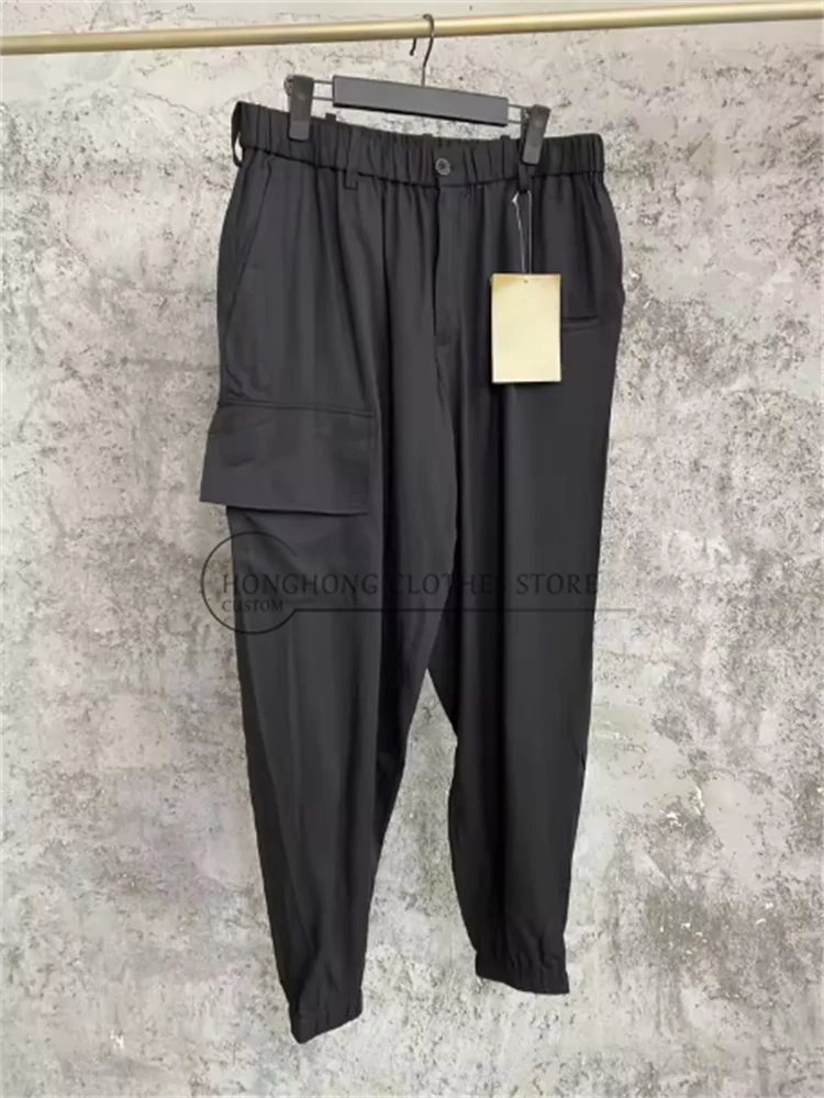 Multi-pocket functional loose workwear fabric pants, Japanese-style retro elasticated ankle design trendy loose pants