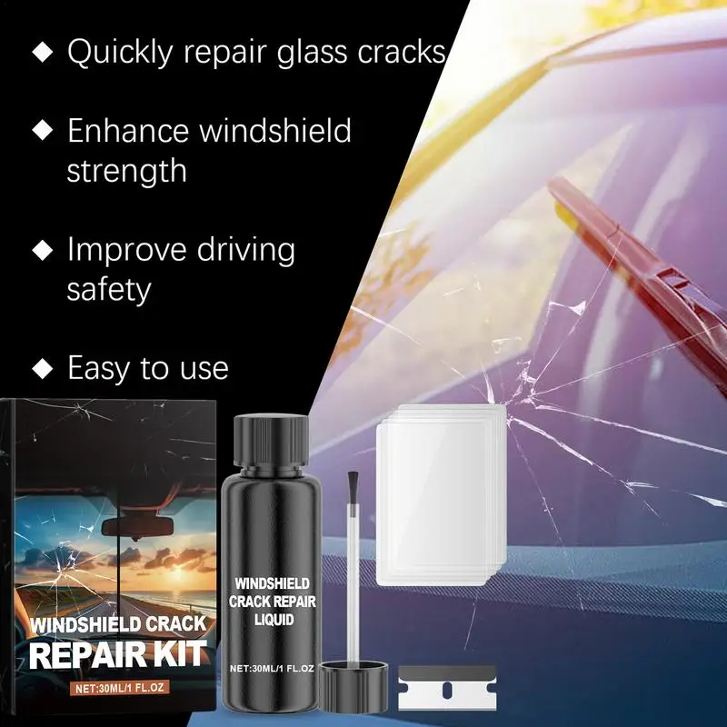 

Windshield Repair Kit 30ml Auto Glass Chipped Windshield Repair Automotive Nano Fluid Long Lasting Windscreen Tool For Car SUV