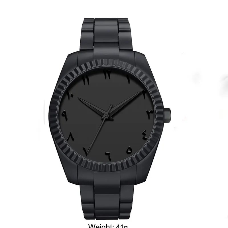 

Hot Classic Black Blue Polycarbonate PC Arabic Numerals Waterproof Quartz Calendar Casual Men's Watch with Customizable Logo