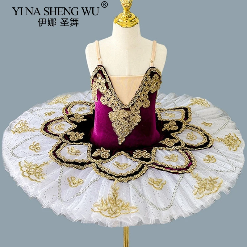 New Ballet Tutu Skirt Girls Women Velvet Professional Pancake Dance Costumes Dress Skirt Ballerina Performance Practice Outfit