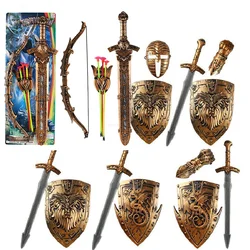 Children's Toy Weapon Shield Sword Hand Stage Performance Ancient Costume Acting Props Cosplay Accessories Plastic Safety Toys