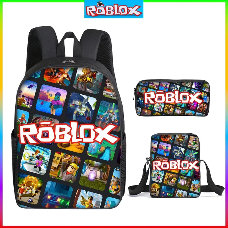 3PC-SET 3D Printing Roblox Game Surrounding Primary and Secondary School Students Anime Cartoon Mochila Sports Plush Backpacks