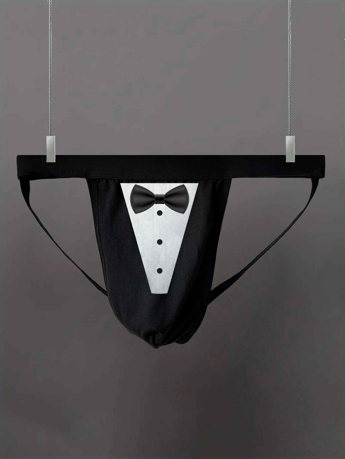 T-back Thongs with Bow Ties Print Men Sexy Bulge Pouch Underpants Trunks Underwear Mini Panties Male Breathable Knickers