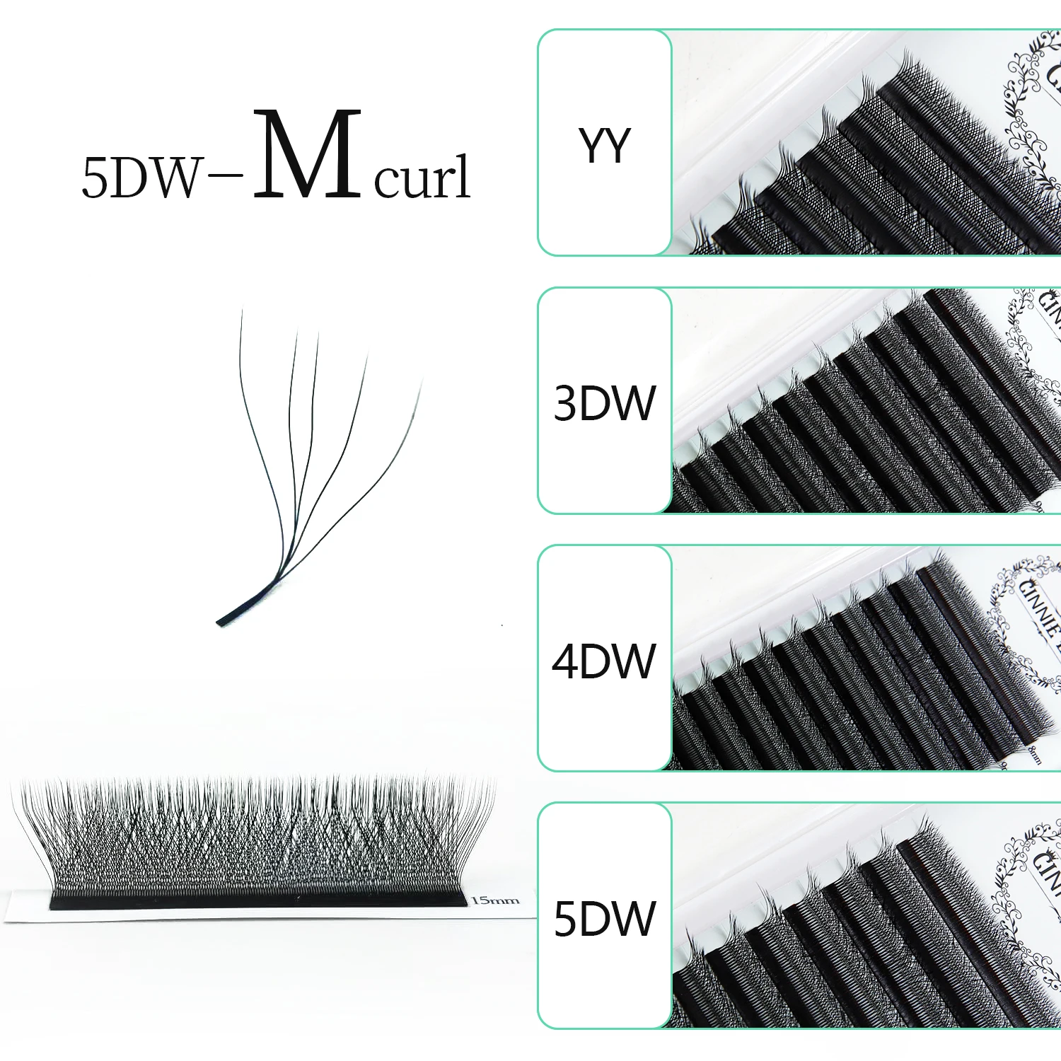 Neue 5DW M Curl Wimpernverlängerungen 4DW 2D YY Vorgefertigte Volumenfächer 7mm 3DW LU/L Individuelle Wimpernbündel Cilios 5W Naturhaar