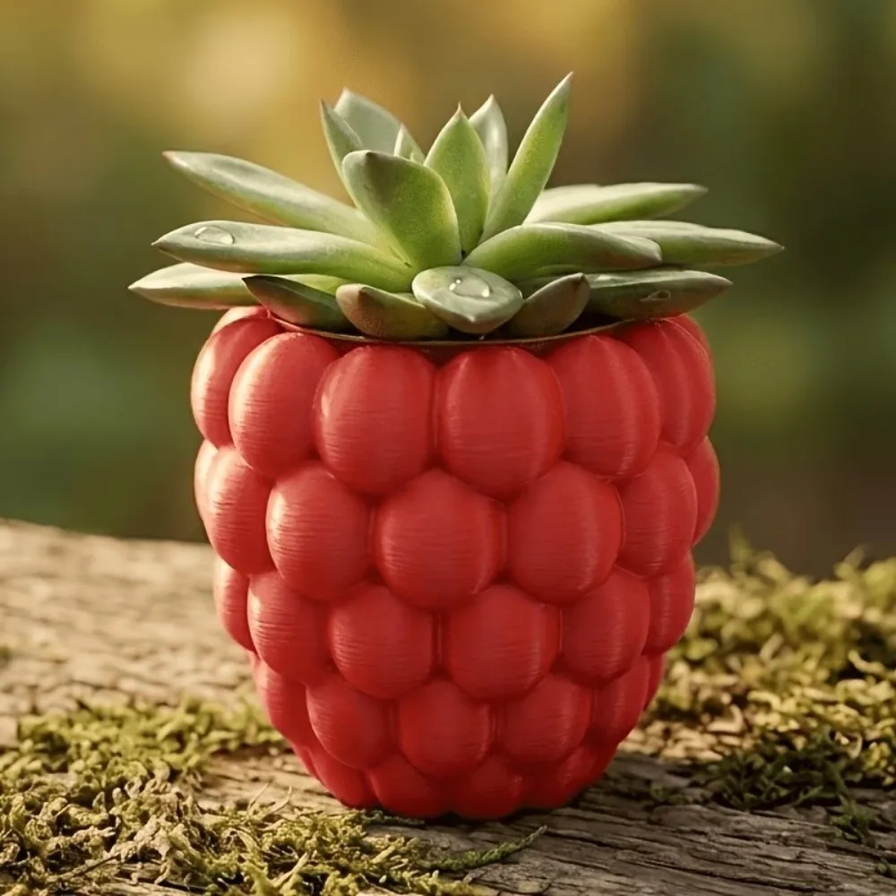 Plastic Fruit Flower Pot 3D Printed Self-Contained Realistic Planter Holder Strawberry Pineapple Flower Container Placement Easy